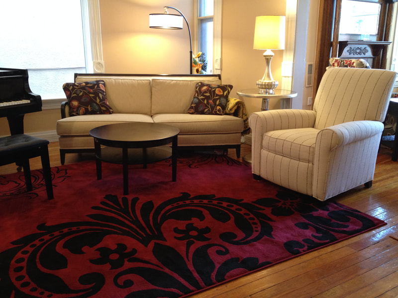 bold patterned rug